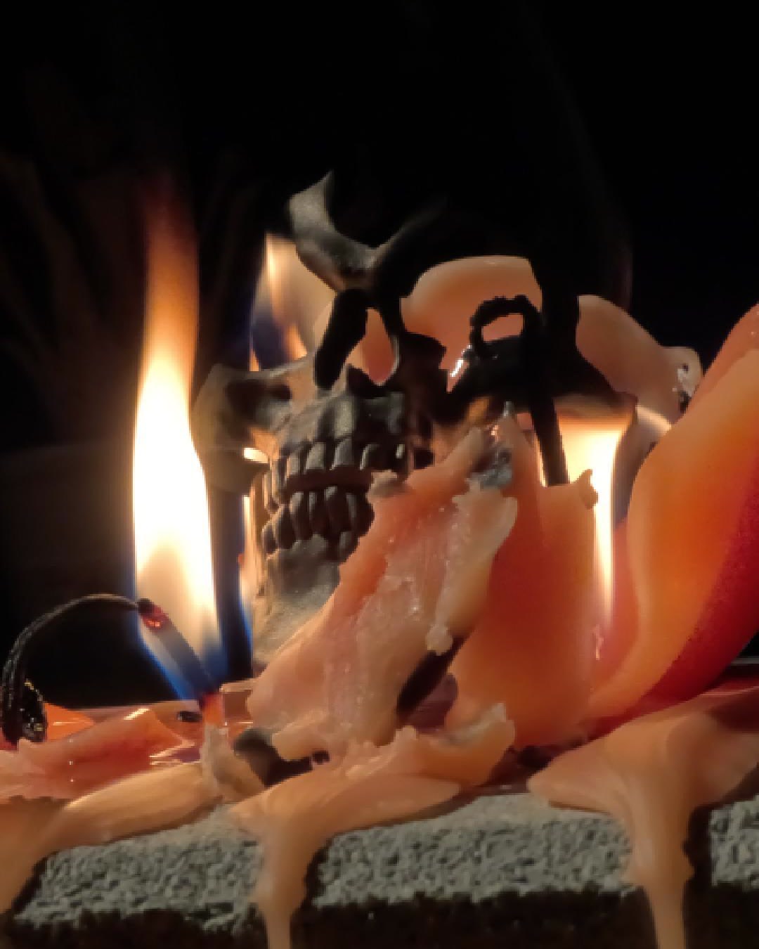 Skull revealed as the orange wax runs away